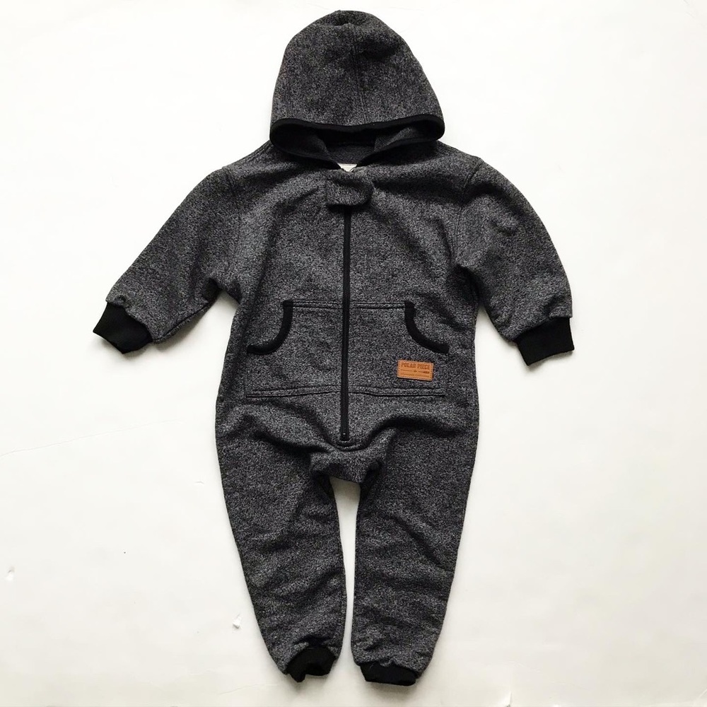 Polar Piece gray hooded jumper EUC L(12-18 months)